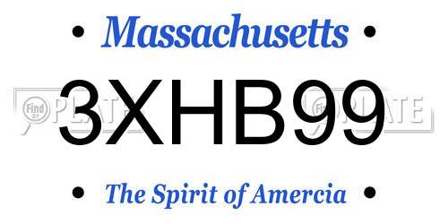3XHB99 Massachusetts License Plate