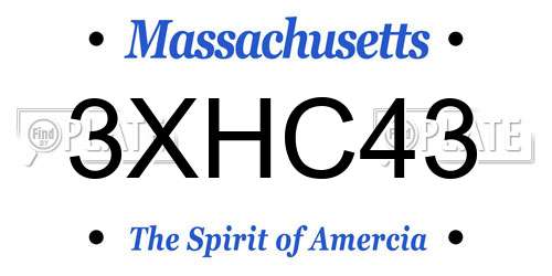3XHC43 Massachusetts License Plate