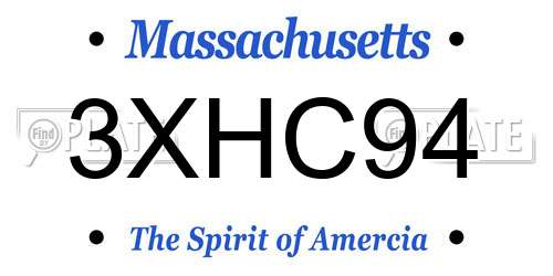3XHC94 Massachusetts License Plate