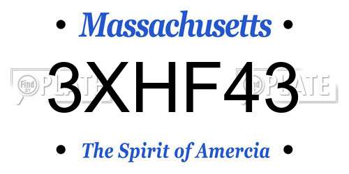 3XHF43 Massachusetts License Plate