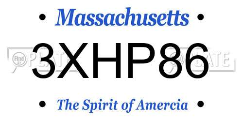 3XHP86 Massachusetts License Plate