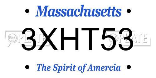 3XHT53 Massachusetts License Plate