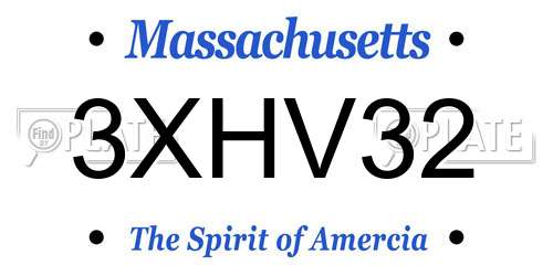 3XHV32 Massachusetts License Plate