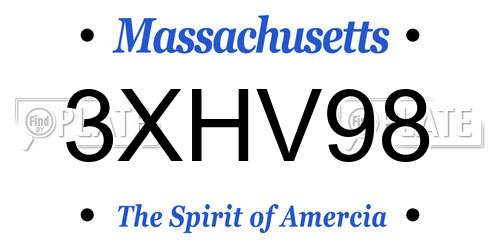 3XHV98 Massachusetts License Plate