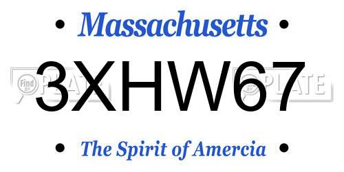 3XHW67 Massachusetts License Plate