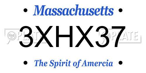 3XHX37 Massachusetts License Plate