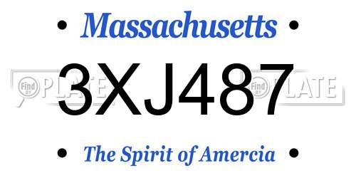 3XJ487 Massachusetts License Plate