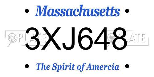 3XJ648 Massachusetts License Plate