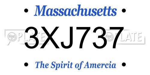 3XJ737 Massachusetts License Plate