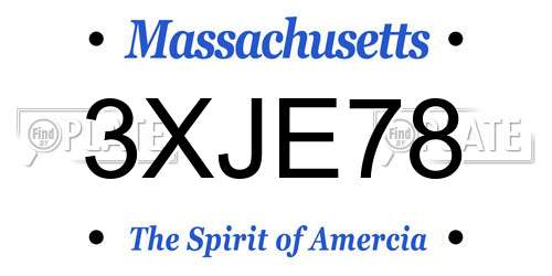 3XJE78 Massachusetts License Plate