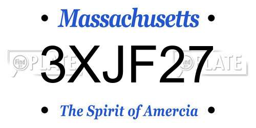 3XJF27 Massachusetts License Plate