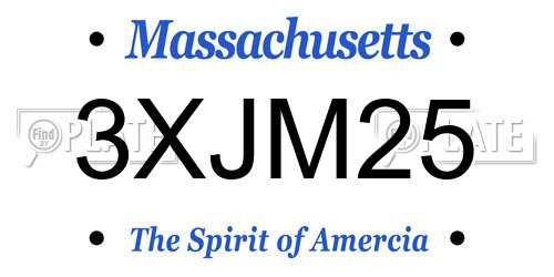 3XJM25 Massachusetts License Plate