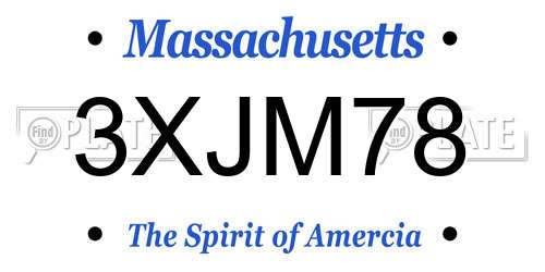 3XJM78 Massachusetts License Plate
