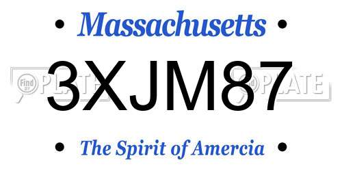 3XJM87 Massachusetts License Plate