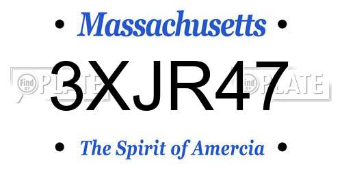 3XJR47 Massachusetts License Plate