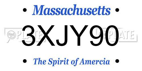 3XJY90 Massachusetts License Plate