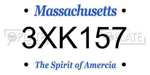 3XK157 Massachusetts License Plate