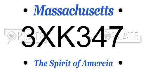 3XK347 Massachusetts License Plate