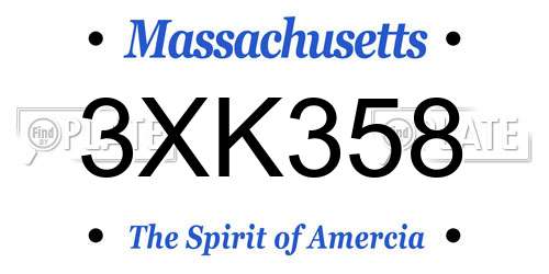 3XK358 Massachusetts License Plate