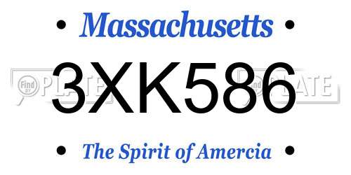 3XK586 Massachusetts License Plate