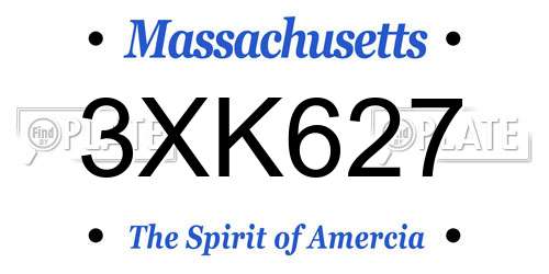 3XK627 Massachusetts License Plate