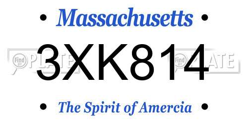 3XK814 Massachusetts License Plate