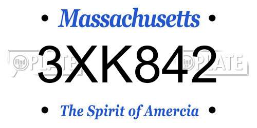 3XK842 Massachusetts License Plate