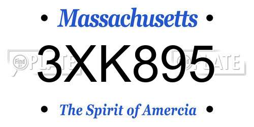 3XK895 Massachusetts License Plate