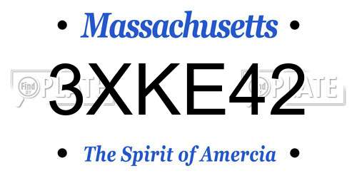 3XKE42 Massachusetts License Plate
