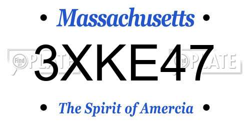 3XKE47 Massachusetts License Plate