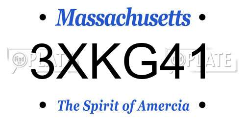 3XKG41 Massachusetts License Plate