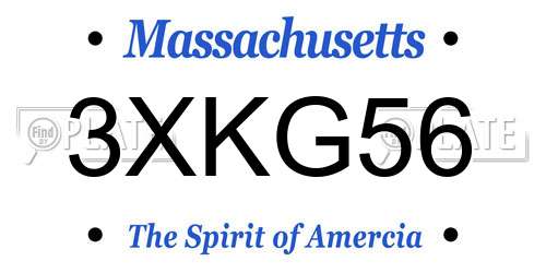 3XKG56 Massachusetts License Plate