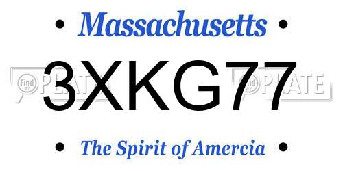 3XKG77 Massachusetts License Plate