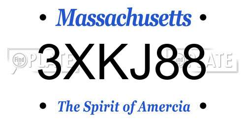 3XKJ88 Massachusetts License Plate