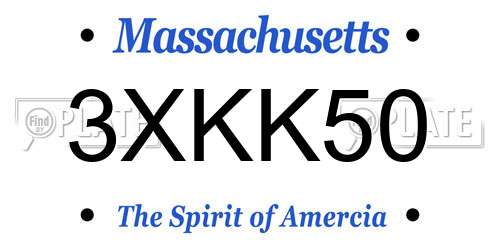 3XKK50 Massachusetts License Plate