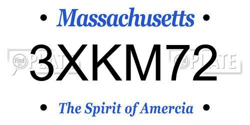 3XKM72 Massachusetts License Plate