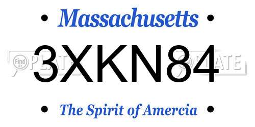 3XKN84 Massachusetts License Plate