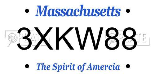 3XKW88 Massachusetts License Plate