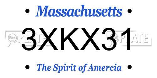 3XKX31 Massachusetts License Plate