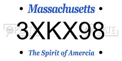 3XKX98 Massachusetts License Plate