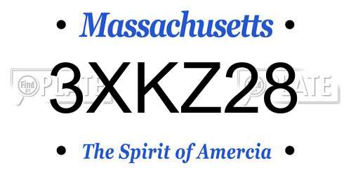 3XKZ28 Massachusetts License Plate