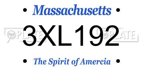 3XL192 Massachusetts License Plate