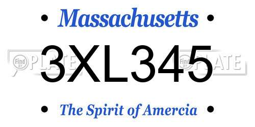 3XL345 Massachusetts License Plate