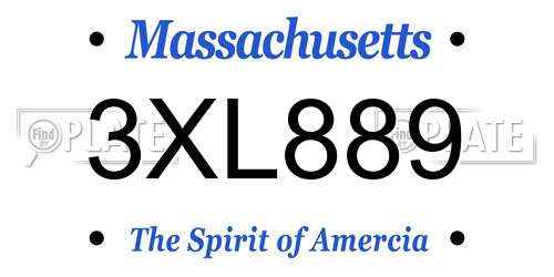 3XL889 Massachusetts License Plate