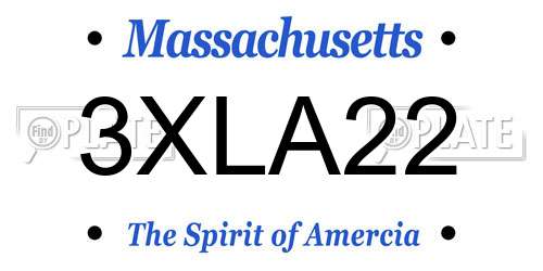 3XLA22 Massachusetts License Plate