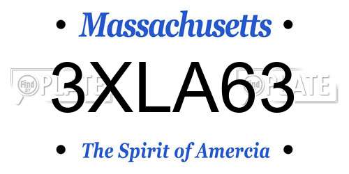 3XLA63 Massachusetts License Plate