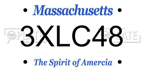 3XLC48 Massachusetts License Plate