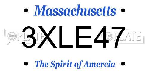 3XLE47 Massachusetts License Plate