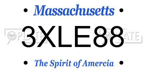 3XLE88 Massachusetts License Plate