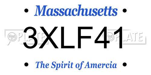 3XLF41 Massachusetts License Plate